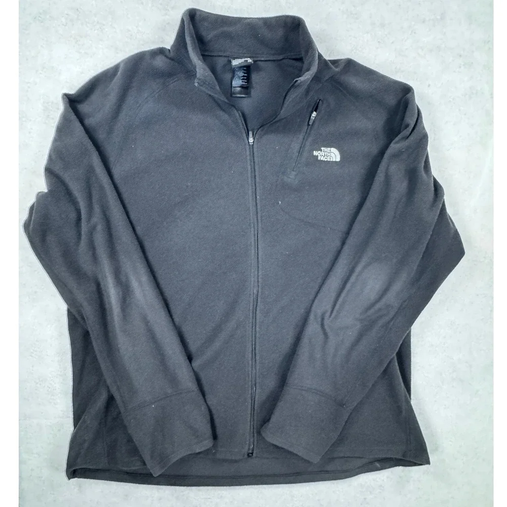 The North Face‎ Mens XXL Black Full Zip Fleece Jacket Thumbholes CF2P F15
